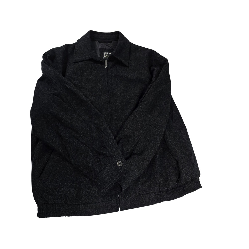 Jos A Bank Executive Collection Wool Blend Bomber‎ Jacket Charcoal Gray Mens L
